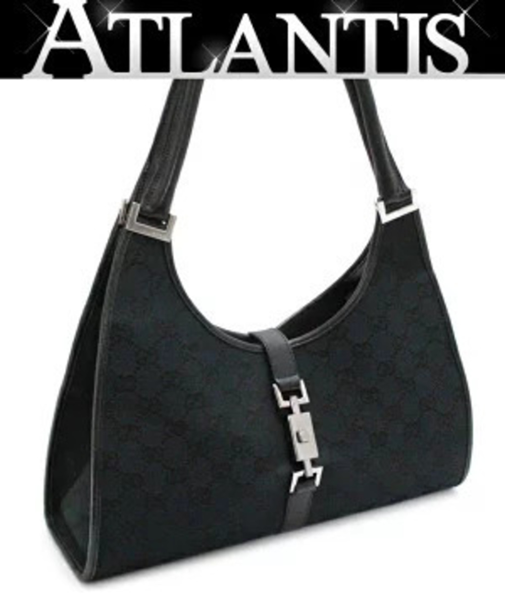 Gucci Jackie Handbag GG Canvas x Leather Black